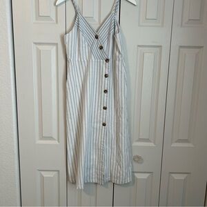 KLd Striped Midi Dress 100% Rayon Made in USA Beach Sundress Sleeveless Vacation